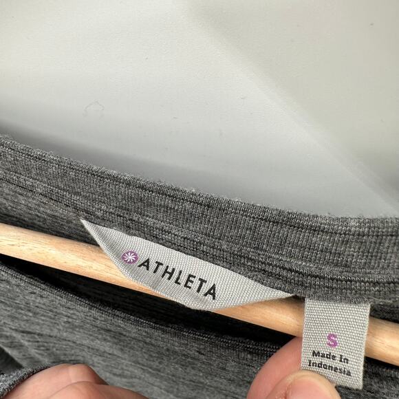 ATHLETA Grey Heathered Crewneck Rouched Dress // S - Picture 6 of 10